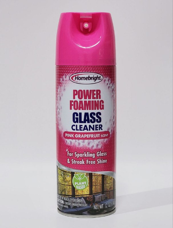 LIMPIADOR DE VIDRIOS EN ESPUMA CON AROMA A POMELO ROSADO, LIMPIA SUPERFICIES DE VIDRIO Y ESPEJOS DEJANDO ACABADO BRILLANTE Y SIN MANCHAS HOMEBRIGHT 340G