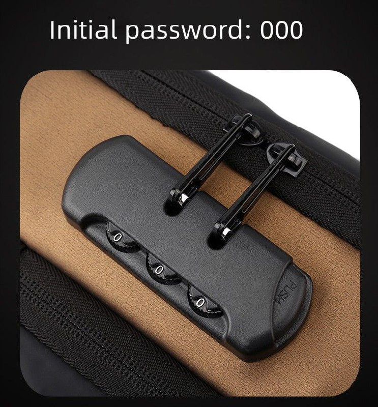 MOCHILA ECONOMICA CRUZADA IMPERMEABLE PARA HOMBRES CON PUERTO USB Y SISTEMA ANTIRROBO CLAVE