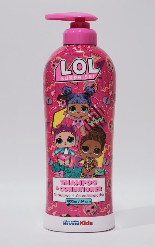 SHAMPOO PARA EL CABELLO 2 EN 1, SHAMPOO Y ACONDICIONADOR PARA NIÑAS, FORMULA ULTRA SUAVE, LIMPIA Y SUAVIZA Y DEJA AROMA AGRADABLE NEVADA KIDS LOL SURPRISE 1000ML