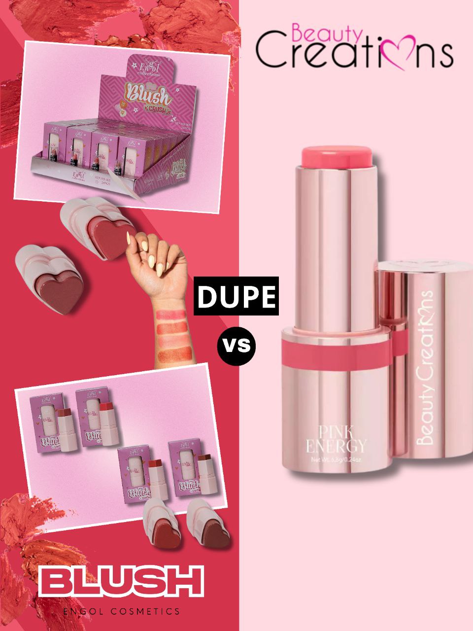 BLUSH RUBOR EN BARRA THE BLUSH CRUSH ENGOL COLLECTIONS 7G (DUPE BEAUTY CREATIONS PINK ENERGY)