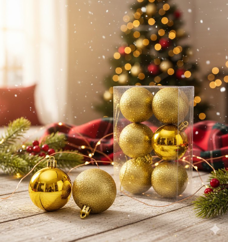 DECORACION ADORNO NAVIDEÑO PAQUETE DE 6 BOLAS DECORATIVAS, 6 CM 37X60X71 IDEALES PARA DARLE UN TOQUE UNICO A TU ARBOL DE NAVIDAD