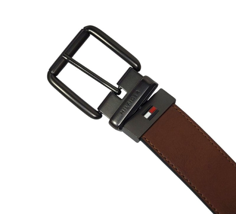 FAJA ORIGINAL TOMMY HILFIGER REVERSIBLE PARA CABALLERO COLOR NEGRO Y CAFÉ TALLA L 38-40