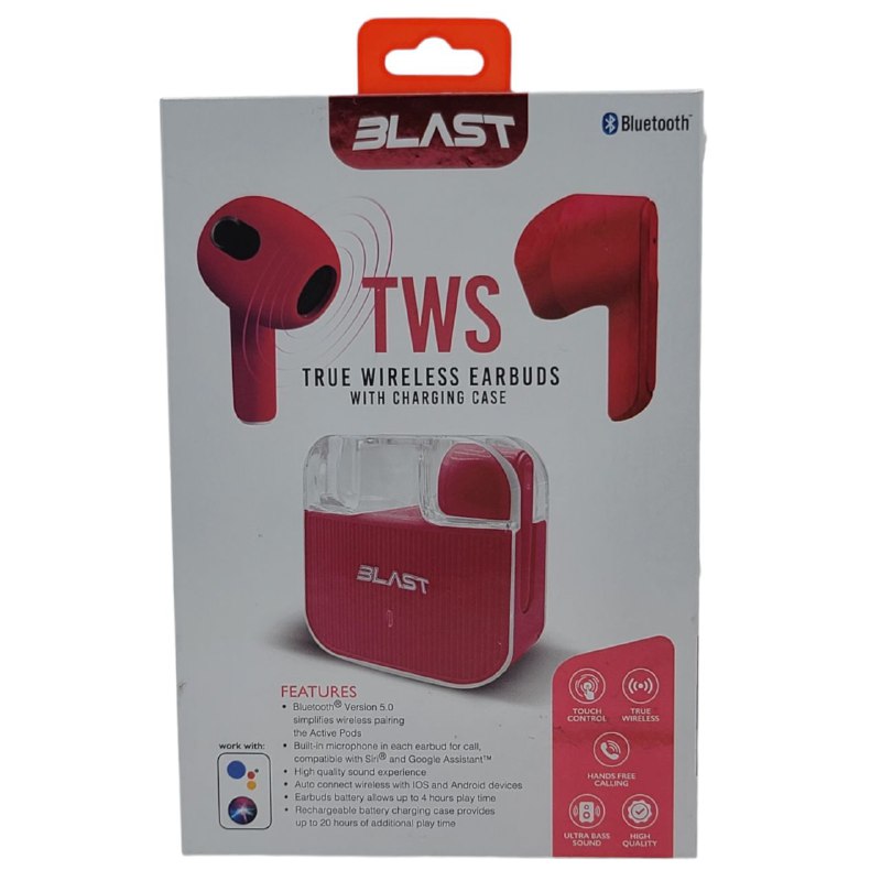 AUDIFONOS AURICULARES INALAMBRICOS ORIGINALES SONIDO DE ALTA CALIDAD, CONTROL TACTIL, MANOS LIBRES, EMPAREJAMIENTO AUTOMATICO, BATERIA 4H BLAST TWS