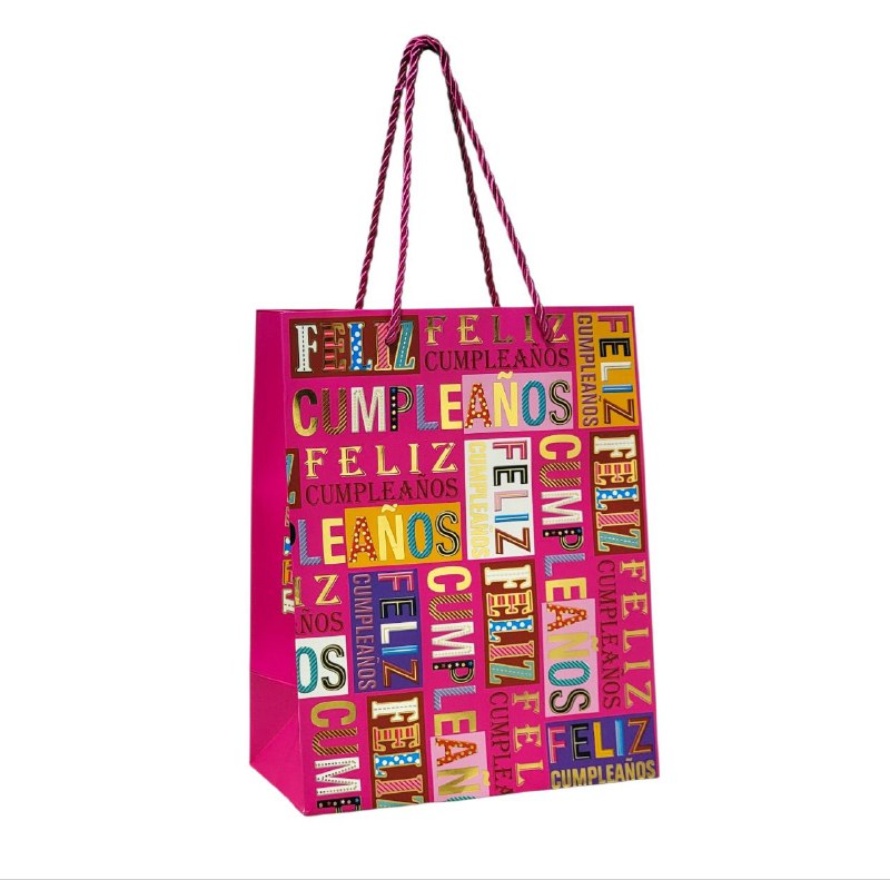 BOLSA DE REGALO DE FELIZ CUMPLEAÑOS PEQUEÑA 18X10X23CM