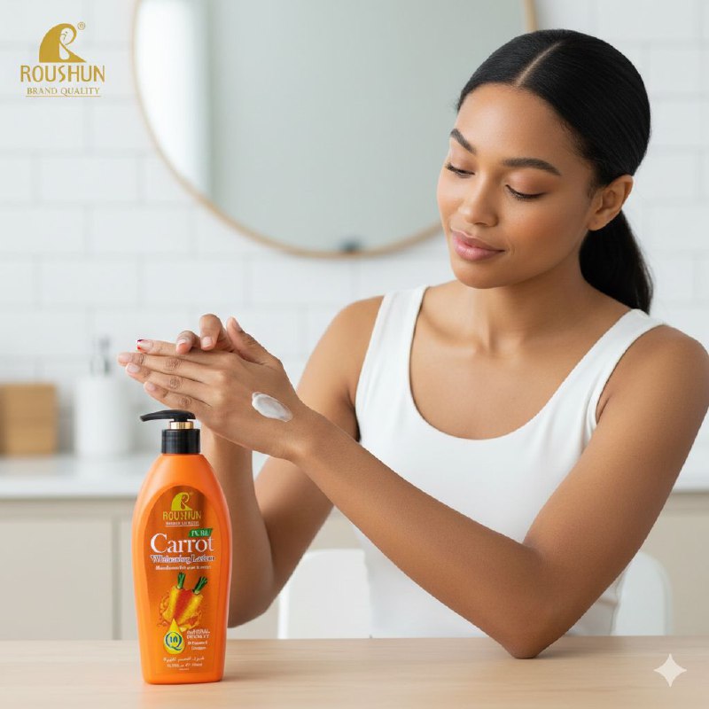 CREMA CORPORAL DE EXTRACTO DE ZANAHORIA, BLANQUEADORA, PROPIEDADES HIDRATANTES Y NUTRITIVAS, RENUEVAN EL BRILLO DE LA PIEL, RAPIDA ABSORCION ROUSHUN BRAND QUALITY 400ML