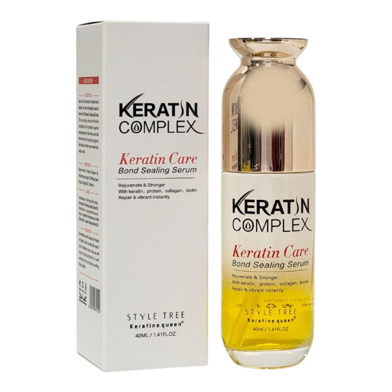 ACEITE PARA EL CABELLO SUERO CAPILAR CON KERATINA REPARADORA 40ML, ES UN SUERO SELLADOR DE UNIONES QUE ALIVIA Y DOMA EL ENCRESPAMIENTO Y LAS PUNTAS ABIERTAS, RESTAURANDO DEJANDOLO FUERTE, SUAVE Y RADIANTE KERATINE COMPLEX