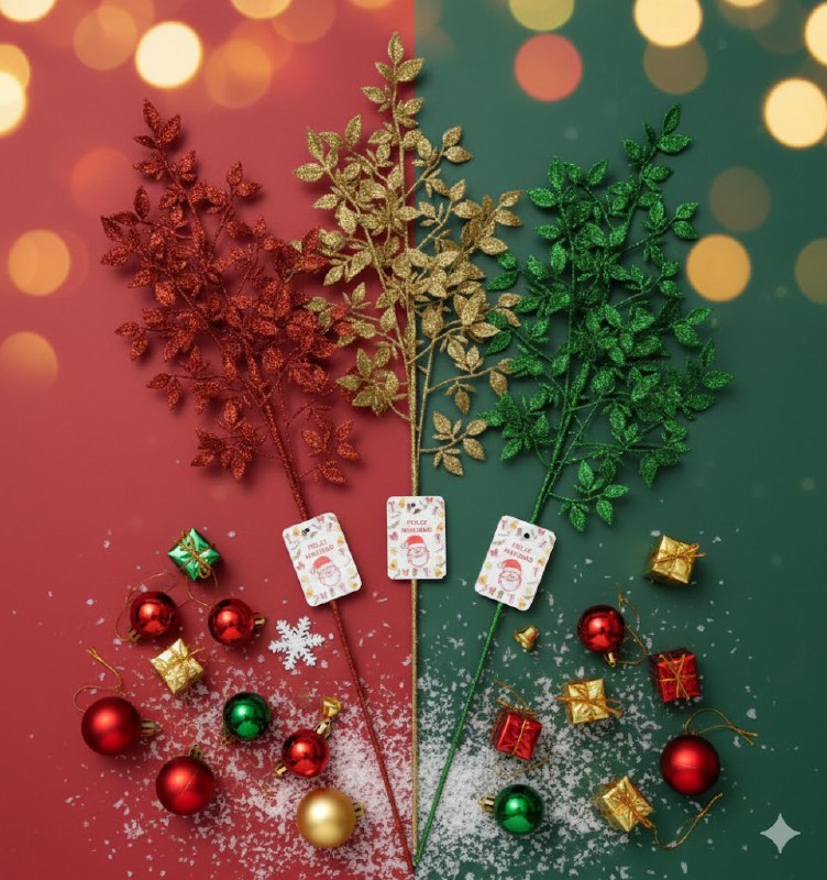 DECORACION ADORNO NAVIDEÑO TALLOS Y FOLLAJES ELEGANTES CLASICOS 3 ESTILOS DIFERENTES