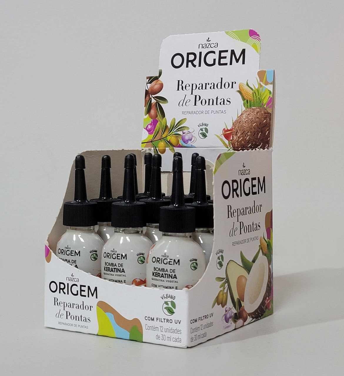 ACEITE PARA EL CABELLO DE QUERATINA VEGETAL REPARADOR DE PUNTAS CON VITAMINA E NAZCA ORIGEM 30ML