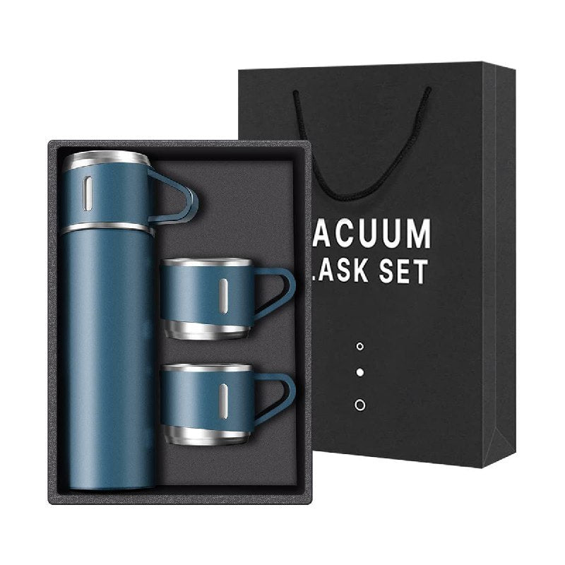 SET DE TERMO CON TAZAS DE ACERO INOXIDABLE 3 PIEZAS VACUUM FLASK 500ML