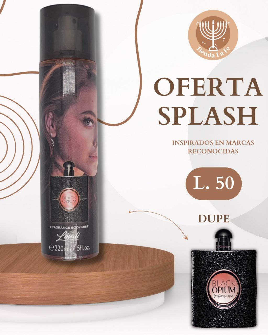 SPLASH LOVALI BLACK QPIUM 220ML (M) (DUPE DE  YVES SAINT LAURENT BLACK OPIUM EDP 100ML)