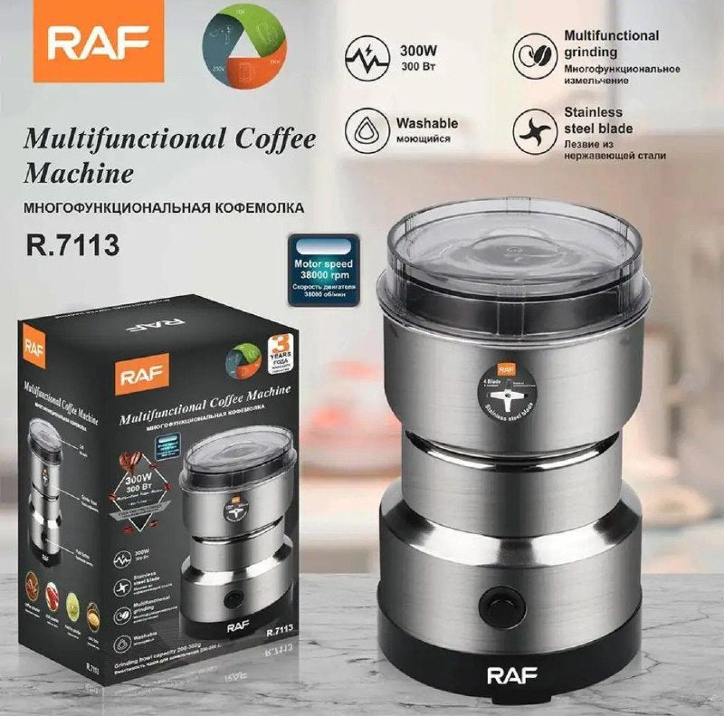 MAQUINA MOLINO DE GRANOS ELECTRICO MULTIFUNCIONAL, POTENCIA 300W, MOLIENDA PORTATIL, MOLINILLLO DE CAFE RAF