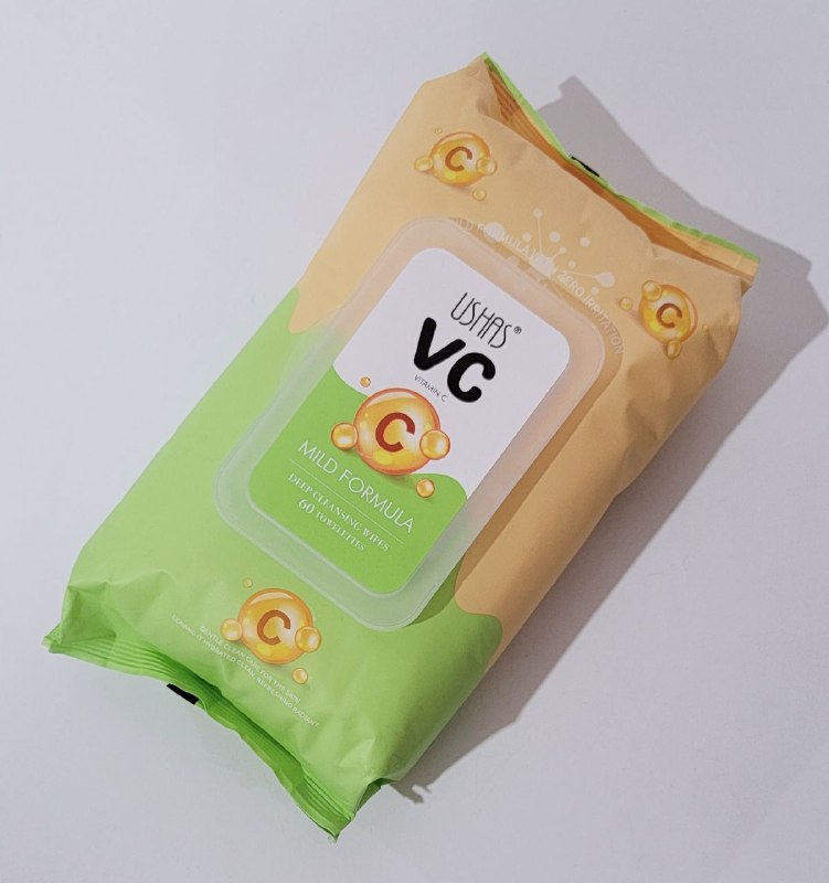 TOALLITAS HUMEDAS DESMAQUILLANTES CON VITAMINA C, LIMPIEZA PROFUNDA Y SUAVE USHAS 60UND