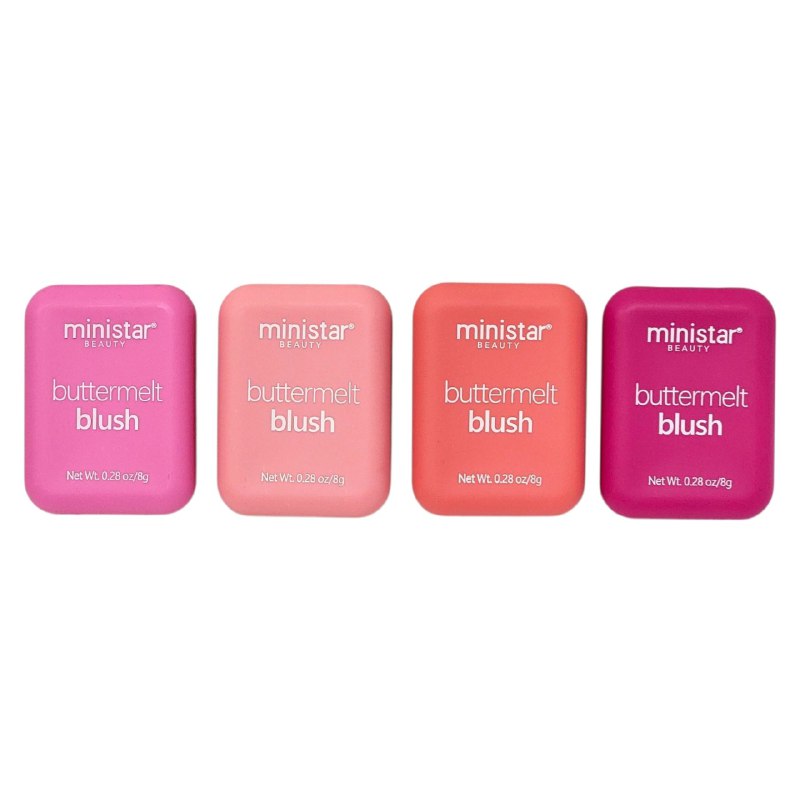 BLUSH DE MANTEQUILLA FUNDIDA DE LARGA DURACION MINISTAR 8G, 4 TONOS