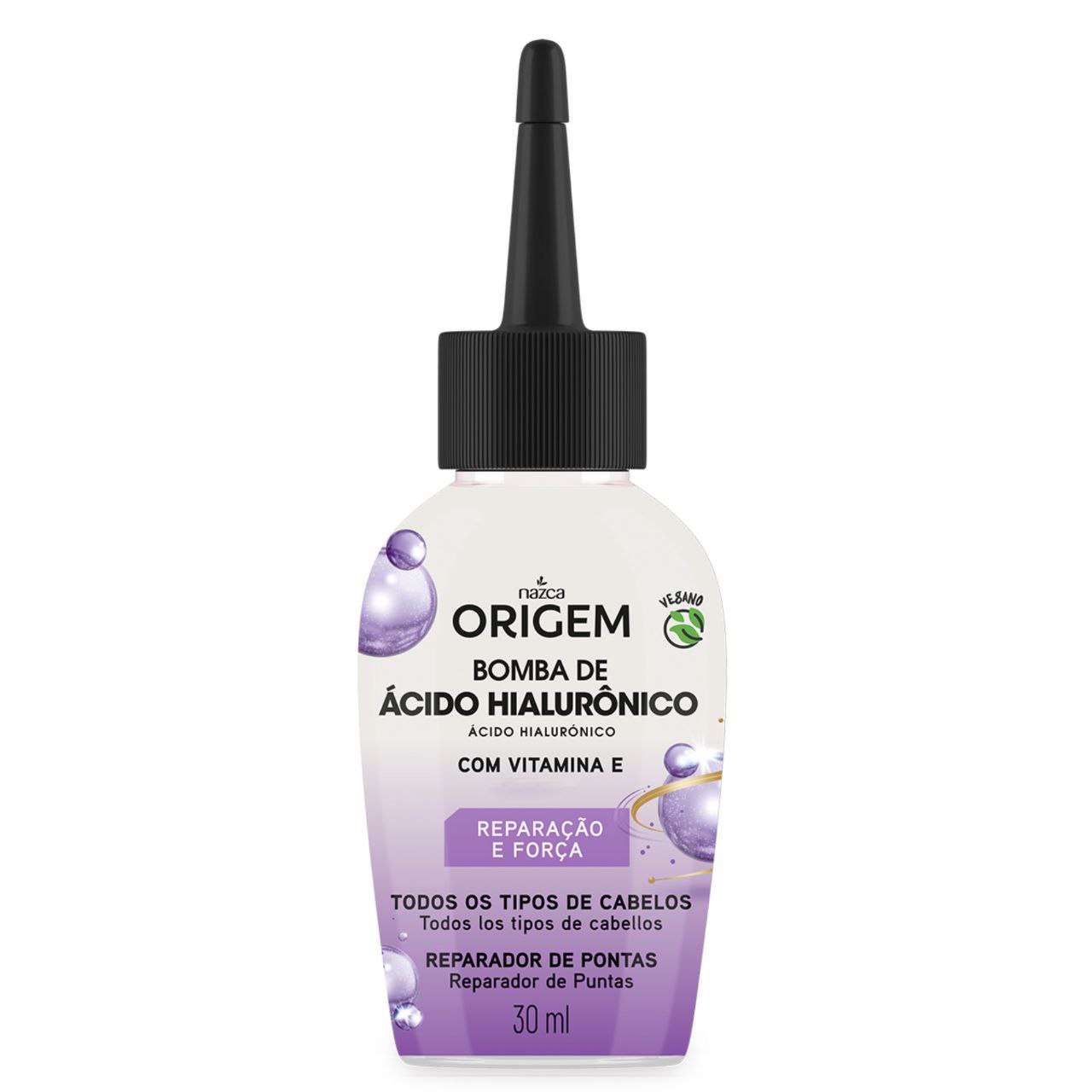 ACEITE PARA EL CABELLO DE ACIDO HIALURONICO REPARADOR DE PUNTAS CON VITAMINA E NAZCA ORIGEM 30ML