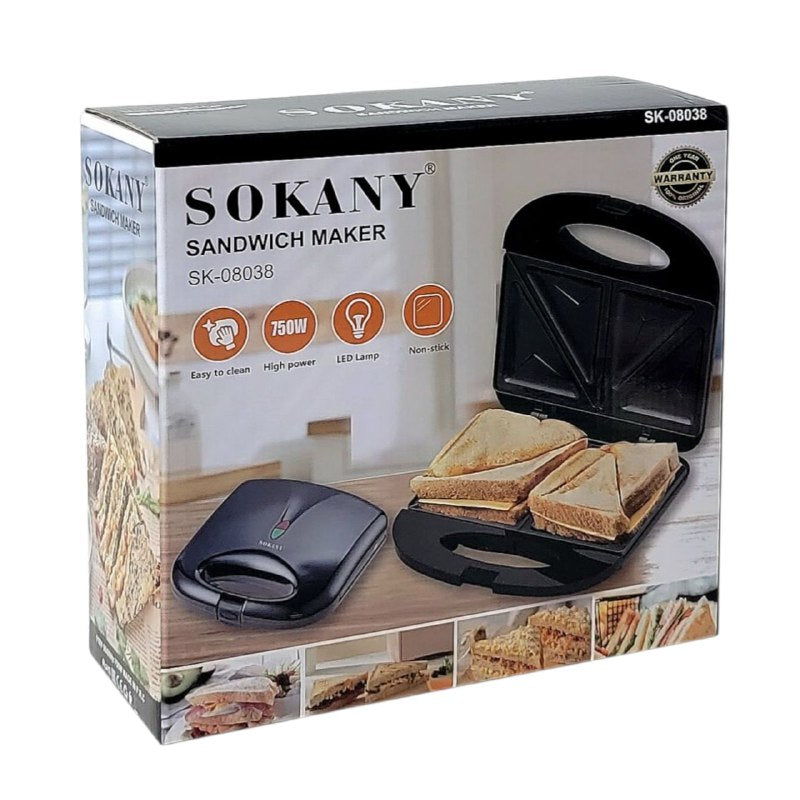 MAQUINA SANDWICHERA, FACIL DE USAR, 750W FUERZA, SUPERFICIE ANTIADHERENTE SK-08038 SPKANY