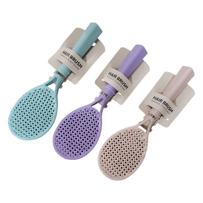 CEPILLO PEINE PARA EL CABELLO MASAJEADOR Y DESENREDANTE EN FORMA DE RAQUETA DE TENIS, 3 COLORES