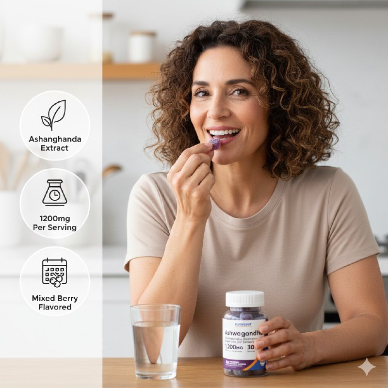 VITAMINAS EN GOMITAS DE ASHWADANDHA PARA EL ESTRES DIARIO NUTRICOST 60UND