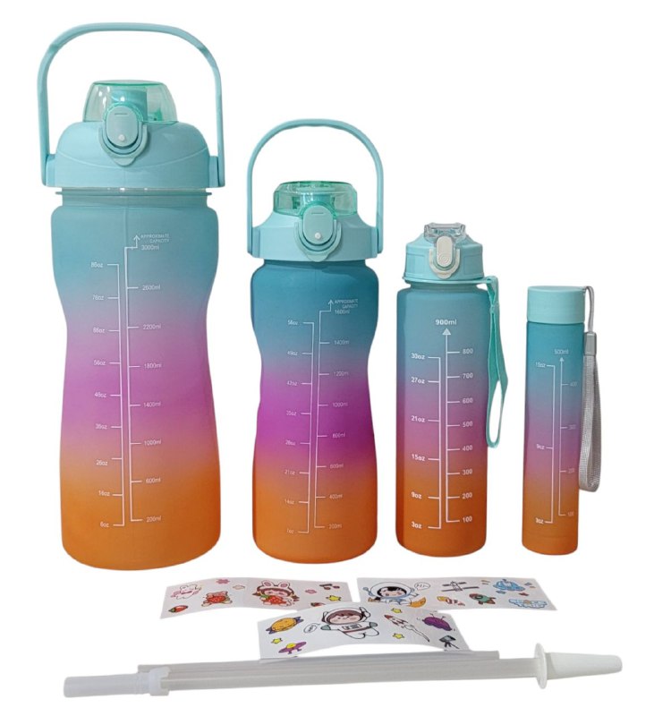BOTES MOTIVACIONALES SET DE 4 PIEZAS, 3L/1600ML/900ML/500ML