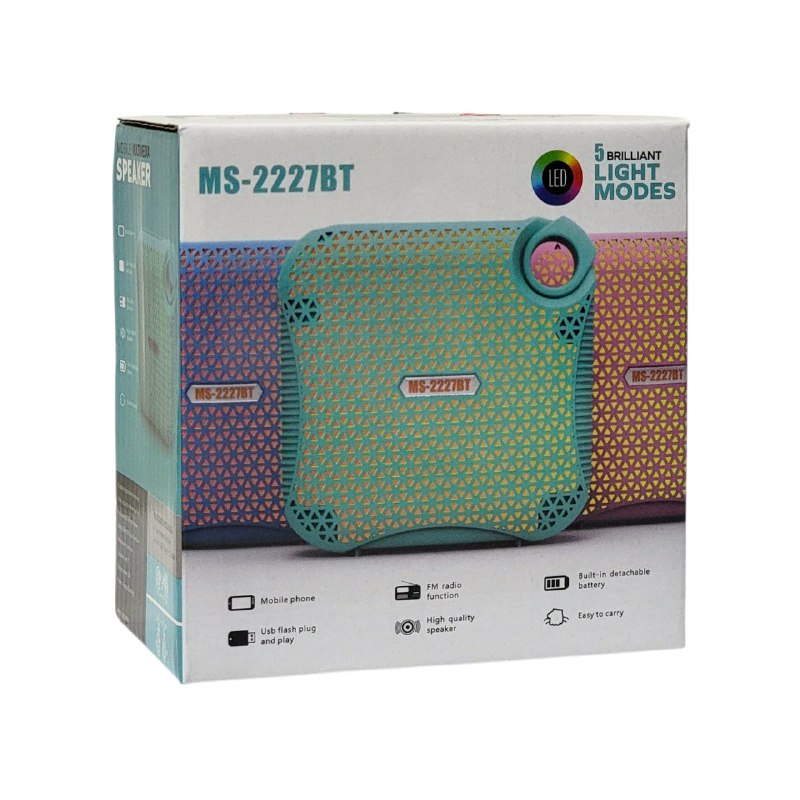 PARLANTE ALTAVOZ INALAMBRICO CON LUCES LED 11X11CM MOBILE SPEAKER MS-2227BT 8 COLORES