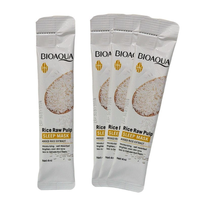 MASCARILLA FACIAL LIQUIDA PARA DORMIR DE PULPA CRUDA DE ARROZ TEXTURA SUAVE BIOAQUA 4MLX20