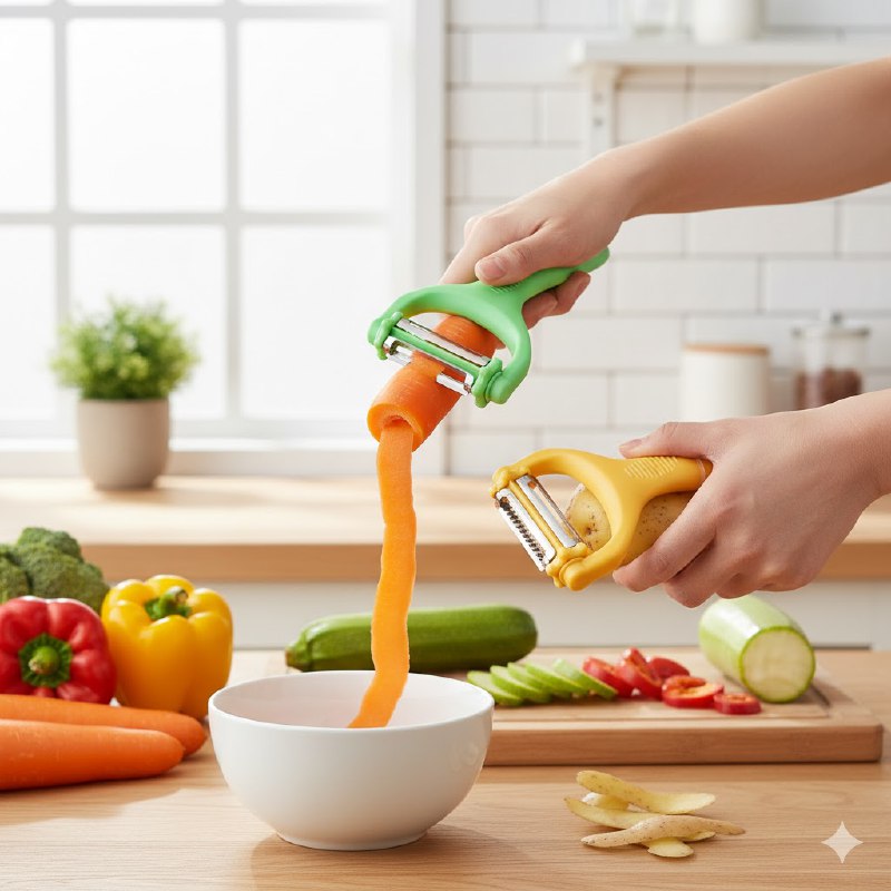 PELADOR DE VERDURAS DE ACERO INOXIDABLE DE ALTA CALIDAD LUCKY HOME 4 COLORES