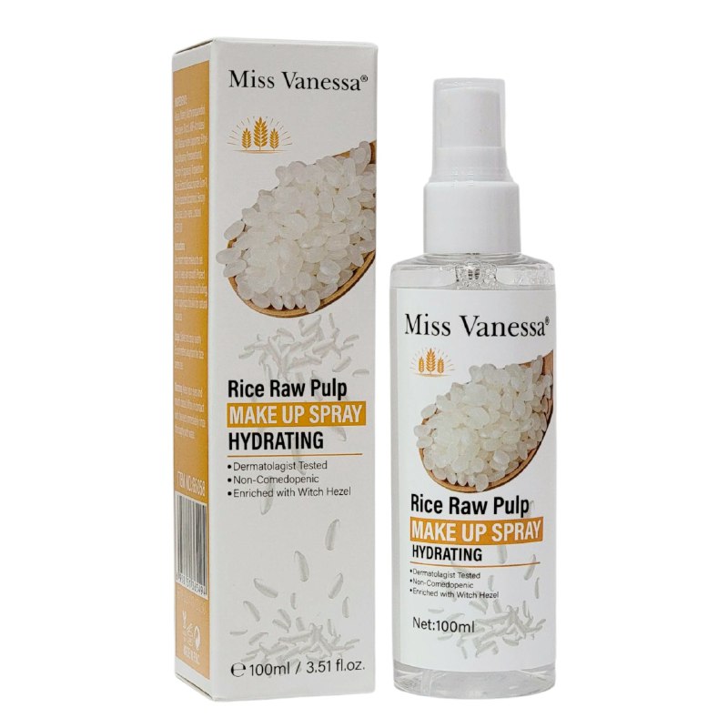 FIJADOR DE MAQUILLAJE HIDRATANTE DE PULPA CRUDA DE ARROZ MISS VANESSA 100ML DUPE DE BIOAQUA