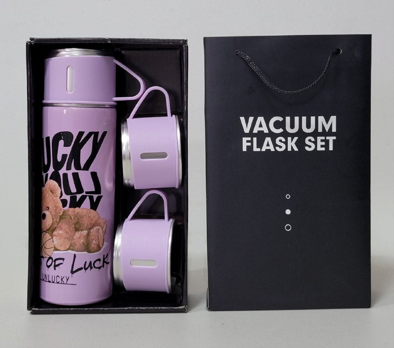 SET DE TERMO CON TAZAS DE ACERO INOXIDABLE 3 PIEZAS VACUUM FLASK 500ML