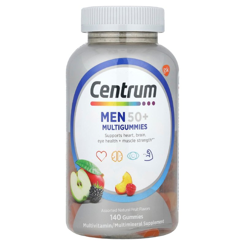 VITAMINAS EN GOMITAS PARA HOMBRE DE 50+ PARA LA SALUD DEL CORAZON, CEREBRO, OJOS, ETC CENTRUM 140UND