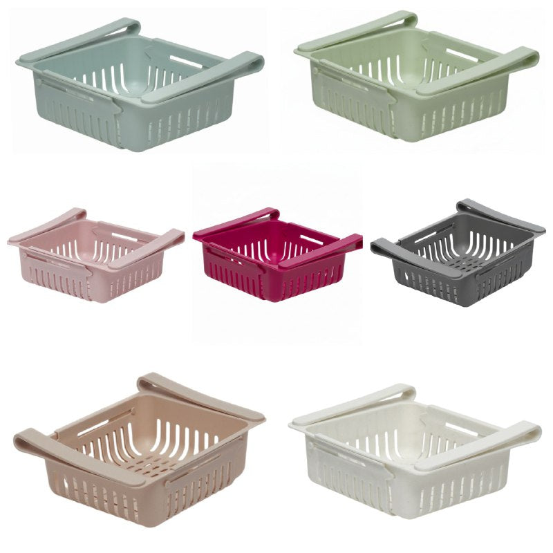 ORGANIZADOR RECIPIENTE EXTENSIBLE DE ALIMENTOS PARA REFRIGERADOR, 7 COLORES