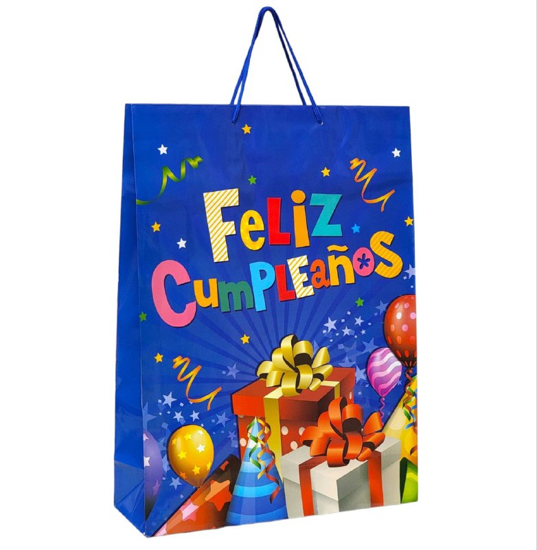 BOLSA DE REGALO FELIZ CUMPLEAÑOS GRANDE 32X11X44CM