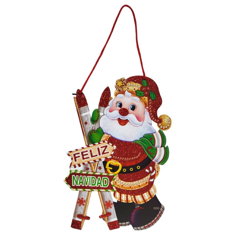 DECORACION ADORNO NAVIDEÑO CARTEL COLGANTE 4 ESTILOS
