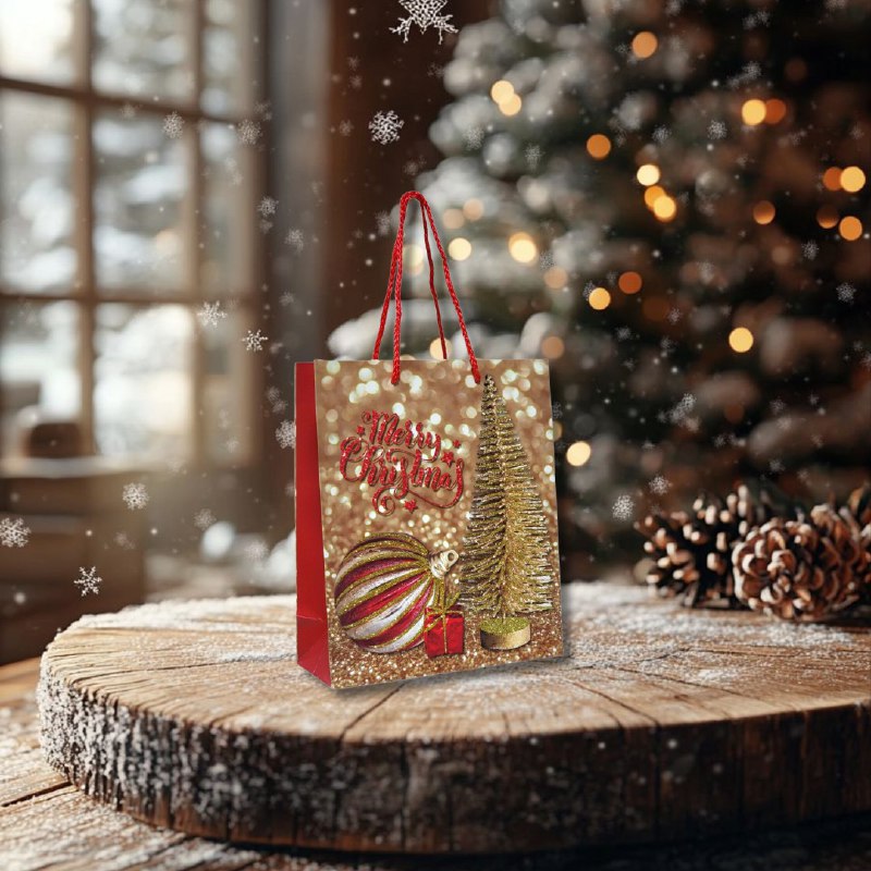 BOLSA DE REGALO NAVIDEÑA PEQUEÑA 19.5X23.5X8CM