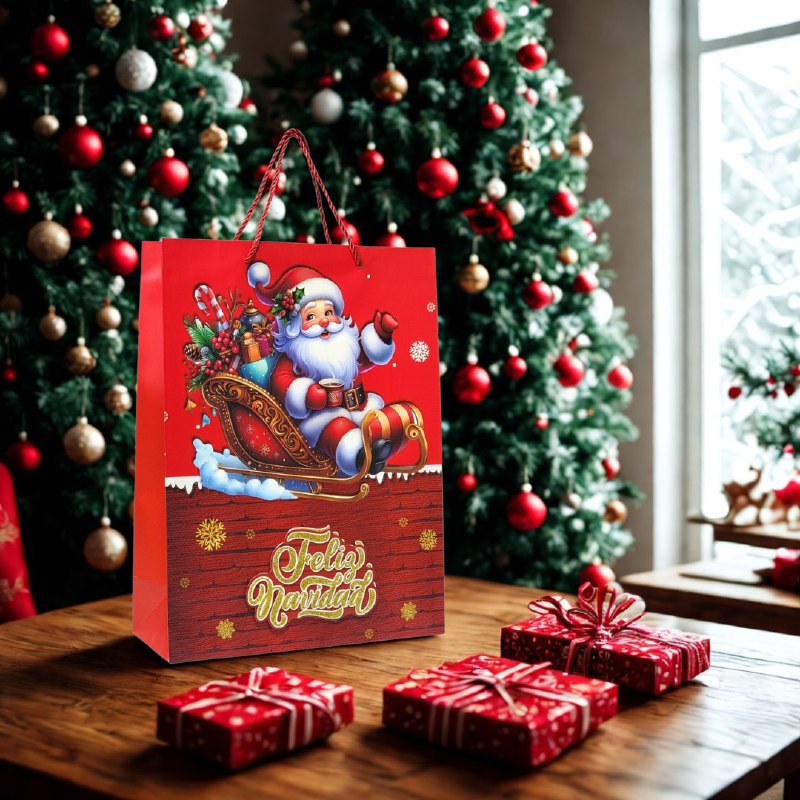 BOLSA DE REGALO NAVIDEÑA GRANDE 30X40X12CM
