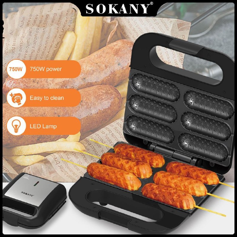 MAQUINA ASADOR HOT DOG  DE MAIZ 750W SK-08037 SOKANY