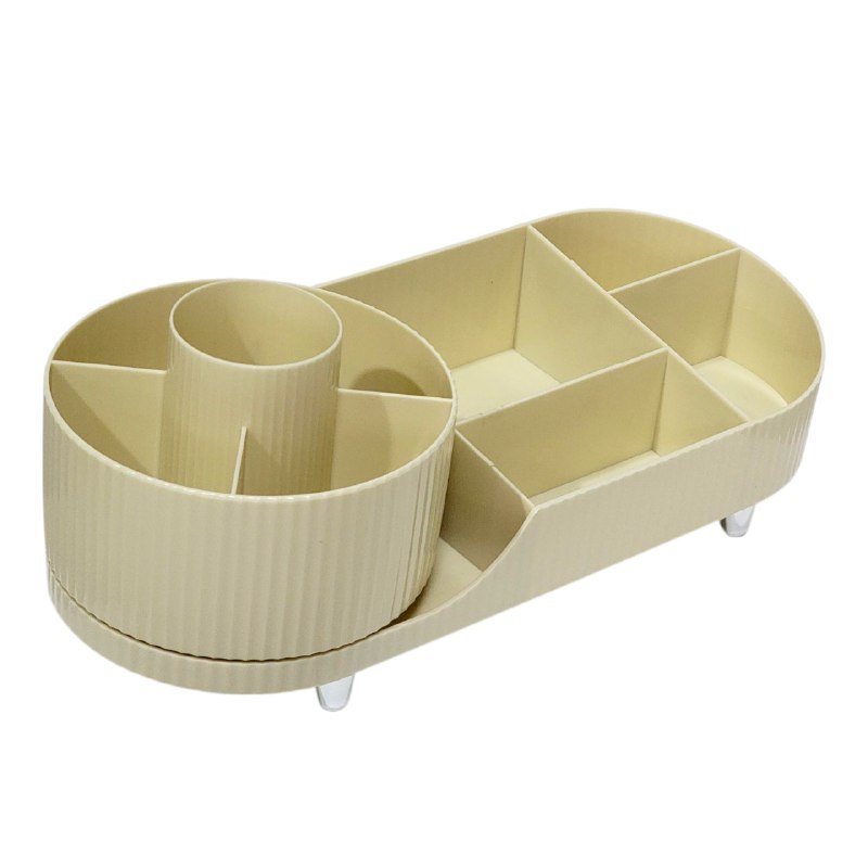 ORGANIZADOR DE MAQUILLAJE Y COSMETICOS DE ACRILICO CON BASE GIRATORIA 15X36CM, 4 ESTILOS