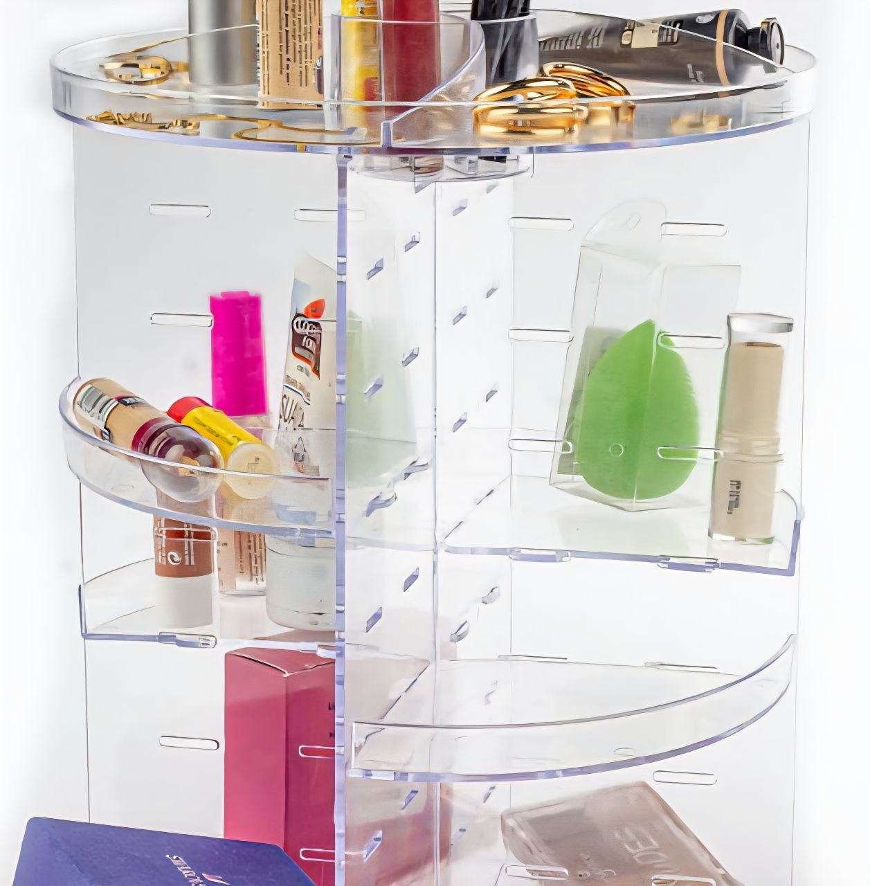 ORGANIZADOR DE MAQUILLAJE TIPO ESTANTE GIRATORIO 24CMX 30CM