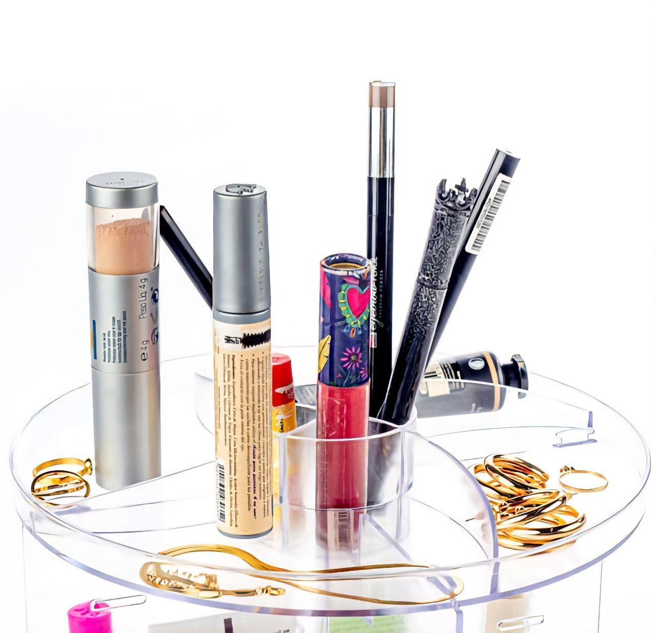 ORGANIZADOR DE MAQUILLAJE TIPO ESTANTE GIRATORIO 24CMX 30CM