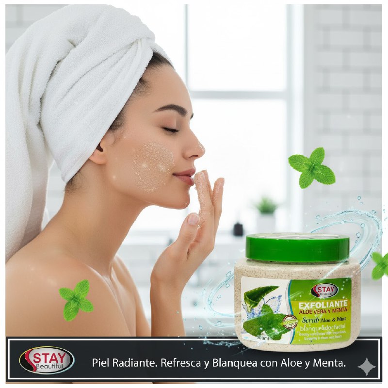 LIMPIADOR FACIAL EXFOLIANTE DE ALOE VERA Y MENTA BLANQUEADOR PROFUNDO STAY BEAUTIFUL 500ML