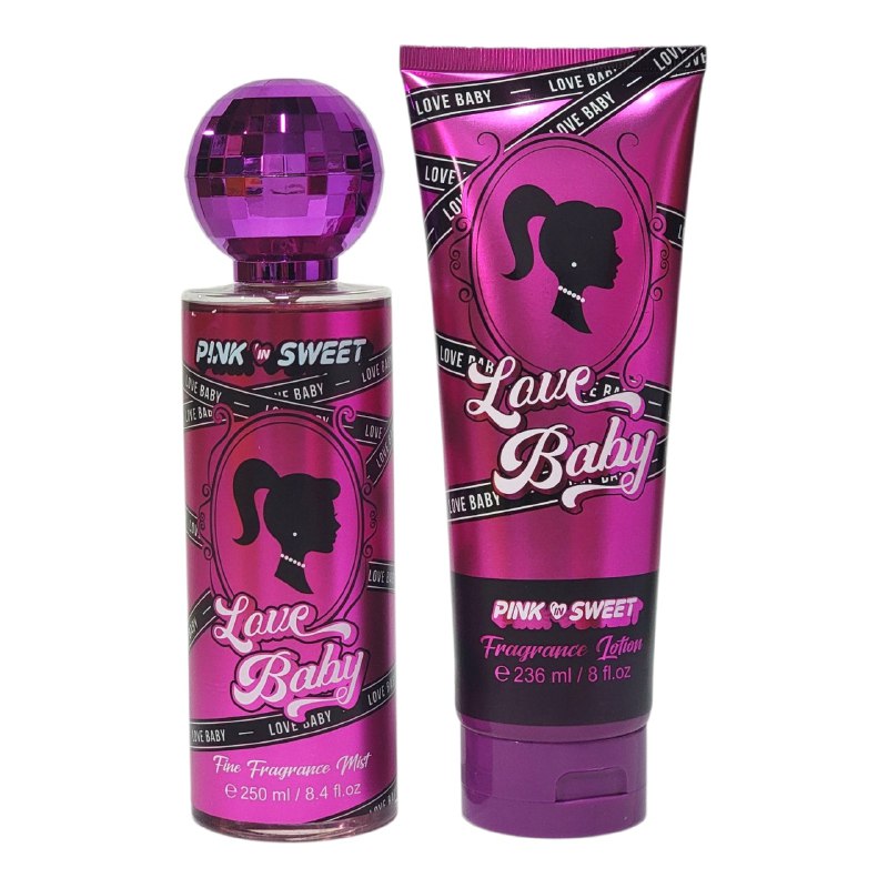 SET PINK IN SWEET, LOVE BABY SPLASH 250ML, CREMA CORPORAL 236ML (M)