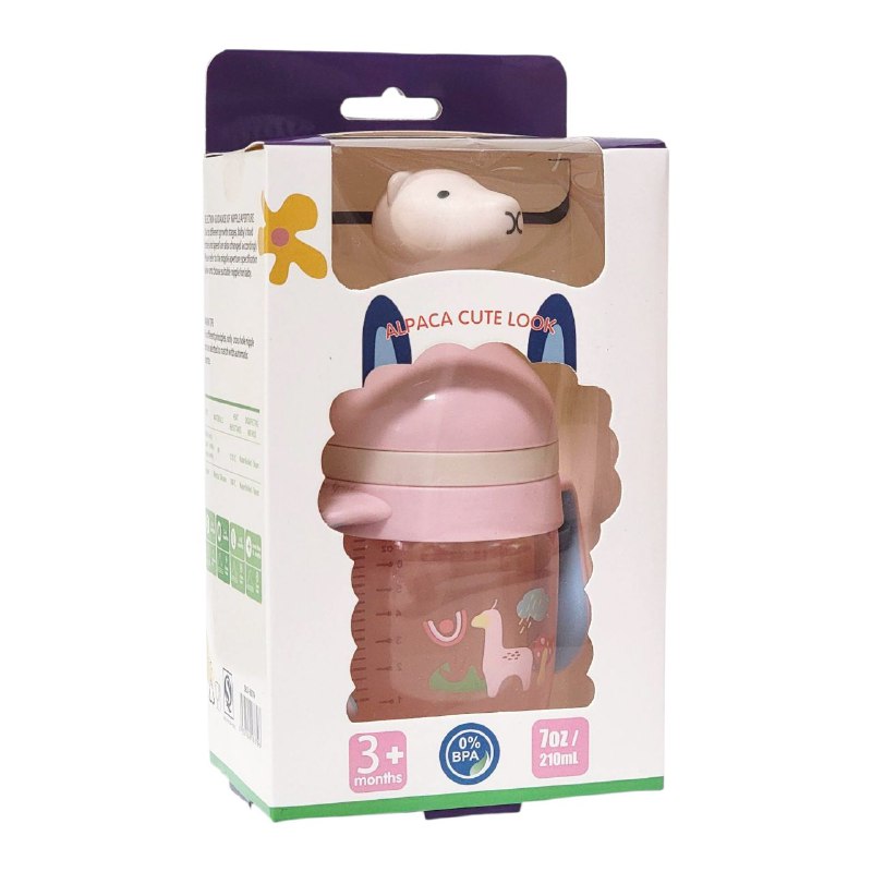 BIBERON CHUPON PARA BEBES CON ASAS, PEPE DE FACIL AGARRE Y BOQUILLA O TAPA PREVIENE DERRAMES, CAPACIDAD 210ML SMILY BABY