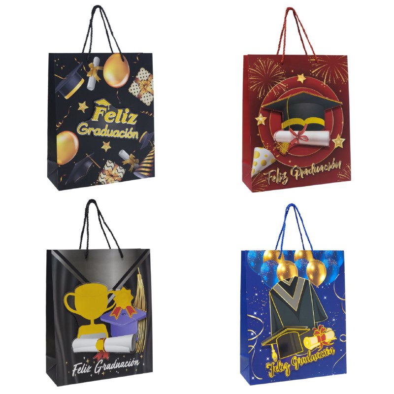 BOLSA DE REGALO DE GRADUACION MEDIANA 32X26X10CM