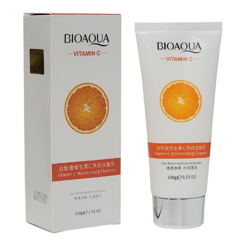 LIMPIADOR FACIAL HIDRATANTE CON VITAMINA C, ESPUMA RICA DENSA Y DELICADA, LIMPIA LA PIEL GRASA BIOAQUA 100G