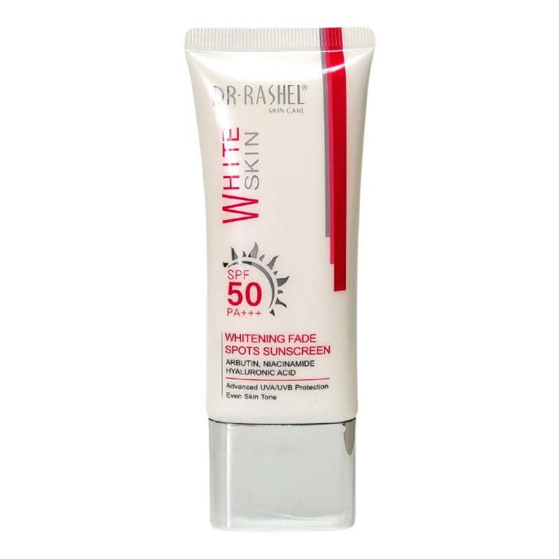 PROTECTOR SOLAR BLANQUEADOR SPF50 PA, PARA MANCHAS HECHAS POR EL SOL, PROTEGE LA PIEL, PREVIENE EL ENVEJECIMIENTO Y PIGMENTACION DR RASHEL 50G