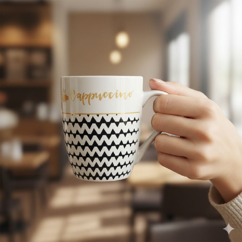 TAZAS DE CERAMICA DE ALTA RESISTENCIA CON ACABADO BRILLANTE Y DISEÑO ERGONOMICO 330ML, 4 ESTILOS