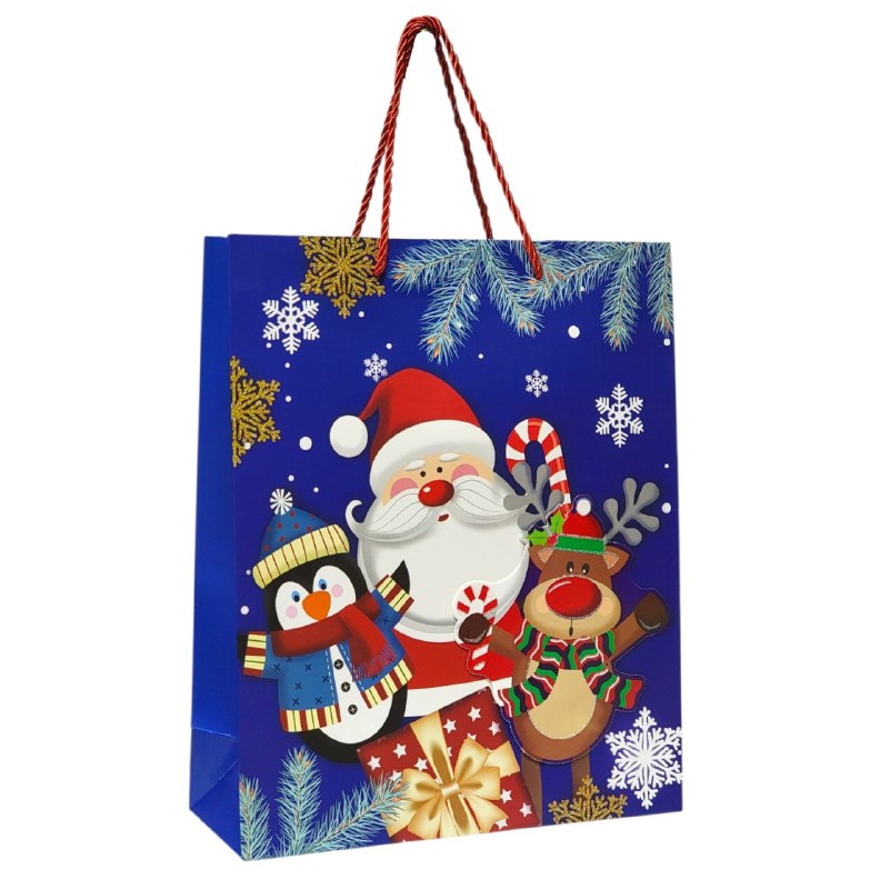 BOLSA DE REGALO NAVIDEÑA MEDIANA 32X26X10CM