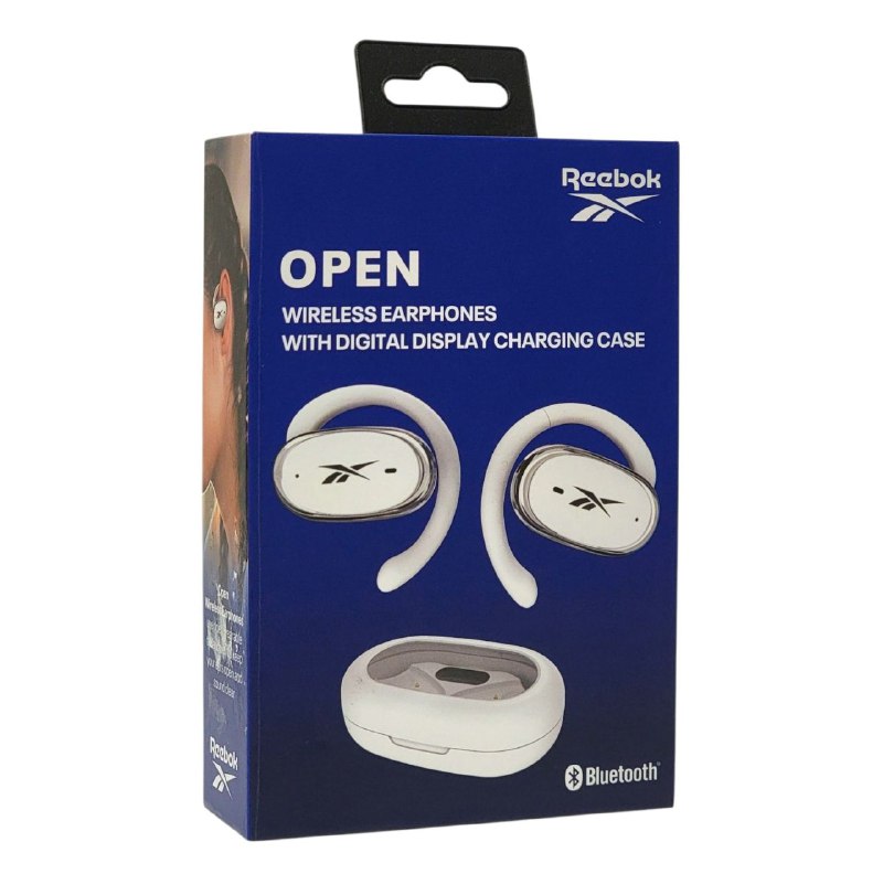 AUDIFONOS AURICULARES INALAMBRICOS CON PANTALLA DIGITAL Y ESTUCHE DE CARGA, BATERIA 16H, 3 CARGAS ADICIONALES EN EL ESTUCHE REEBOK