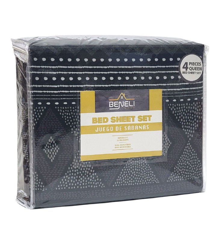 JUEGO DE SABANAS CAMERA DE 4 PIEZAS QUEEN BENELI HOME, 48 ESTILOS