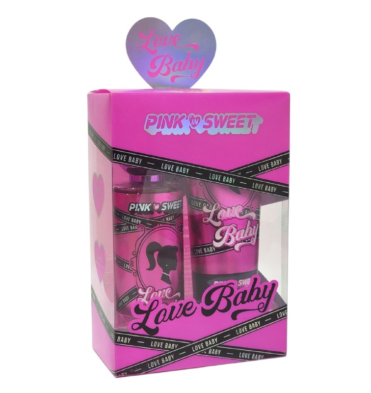 SET PINK IN SWEET, LOVE BABY SPLASH 250ML, CREMA CORPORAL 236ML (M)