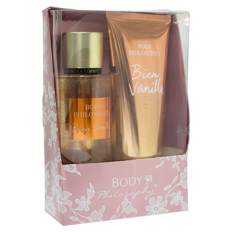 SET BODY PHILOSOPHY BIEN VANILLA SPLASH 250ML, CREMA CORPORAL 236ML (M)