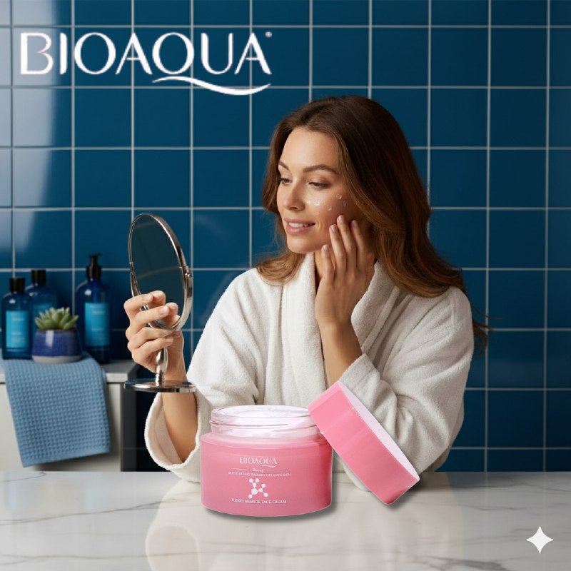 CREMA FACIAL DE NICOTINAMIDA HIDRATANTE Y SUAVIZANTE 60G, DA LUMINOSIDAD A LA PIEL DELICADA, HIDRATACION PROFUNDA Y SUAVIZANTE QUE MEJORA LA TEXTURA SECA Y ASPERA DEJANDO LA PIEL TIERNA Y SUAVE BIOAQUA